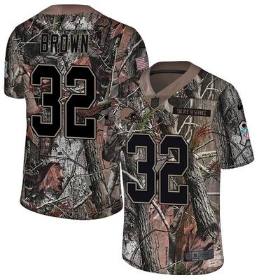 Nike Browns #32 Jim Brown Camo Men's Stitched NFL Limited Rush Realtree Jersey