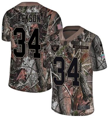 Nike Raiders #34 Bo Jackson Camo Men's Stitched NFL Limited Rush Realtree Jersey