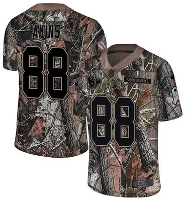 Nike Texans #88 Jordan Akins Camo Men's Stitched NFL Limited Rush Realtree Jersey