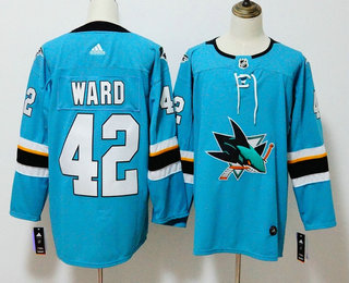 Men's San Jose Sharks #42 Joel Ward Teal Blue 2017-2018 Hockey Stitched NHL Jersey