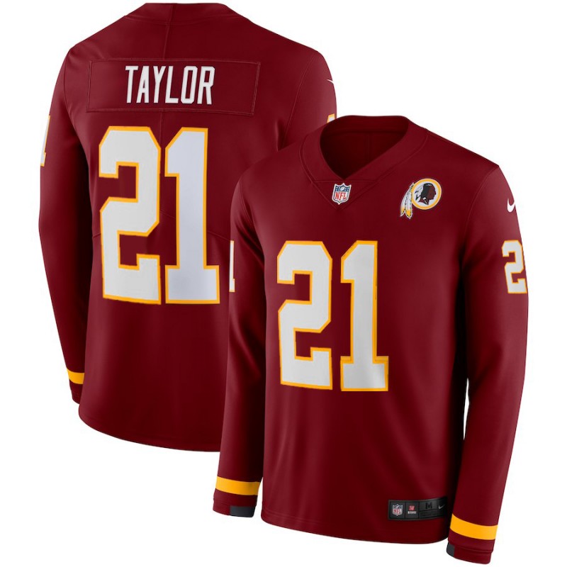 Men Washington Redskins 21 Sean Taylor red Nike Therma Long Sleeve Jersey