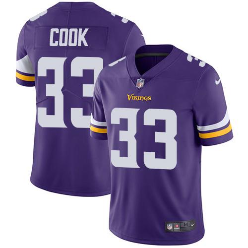 Youth Nike Minnesota Vikings #33 Dalvin Cook Purple Team Color Stitched NFL Vapor Untouchable Limited Jersey