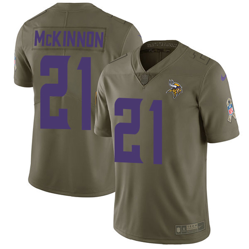 Youth Nike Minnesota Vikings #21 Jerick McKinnon Olive Stitched NFL Limited 2017 Salute to Service Jersey