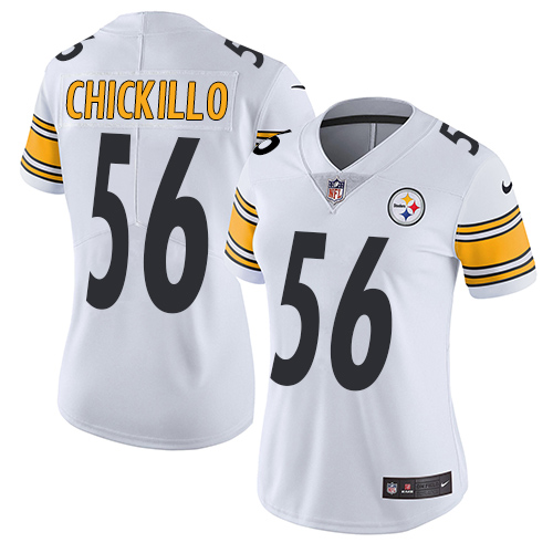 Women's Pittsburgh Steelers #56 Anthony Chickillo White Nike NFL Road Vapor Untouchable LimitedJersey