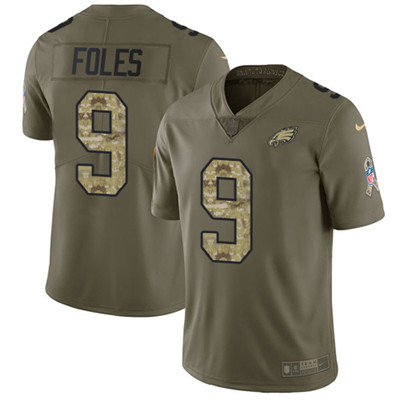 Youth Nike Philadelphia Eagles #9 Nick Foles Olive Camo Stitched NFL Limited 2017 Salute to Service Jersey