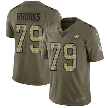 Youth Nike Philadelphia Eagles #79 Brandon Brooks Olive Camo Stitched NFL Limited 2017 Salute to Service Jersey