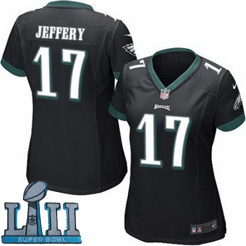 Women Nike Philadelphia Eagles #17 Alshon Jeffery Black 2018 Super Bowl LII Game Jersey