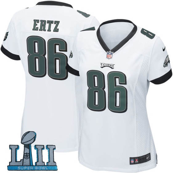 Women Nike Philadelphia Eagles #86 Zach Ertz White 2018 Super Bowl LII Game Jersey