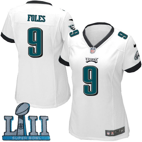 Women Nike Philadelphia Eagles #9 Nick Foles White 2018 Super Bowl LII Game Jersey