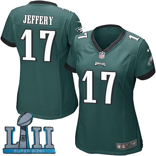 Women Nike Philadelphia Eagles #17 Alshon Jeffery Green 2018 Super Bowl LII Game Jersey