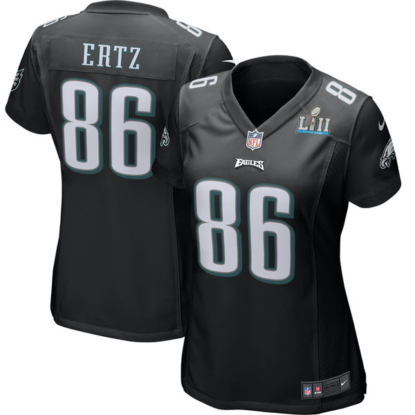 Women Nike Philadelphia Eagles #86 Zach Ertz Black 2018 Super Bowl LII Game Jersey