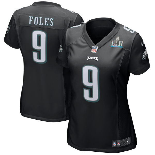 Women Nike Philadelphia Eagles #9 Nick Foles Black 2018 Super Bowl LII Game Jersey