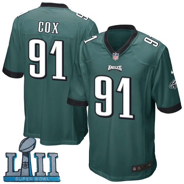 Youth Nike Philadelphia Eagles #91 Fletcher Cox Green 2018 Super Bowl LII Game Jersey