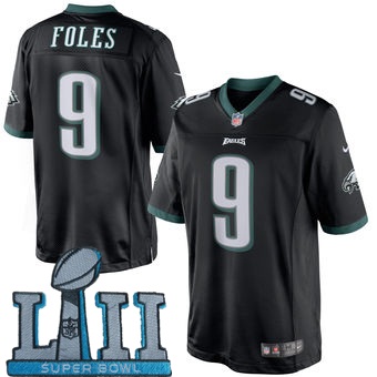 Youth Nike Philadelphia Eagles #9 Nick Foles Black 2018 Super Bowl LII Game Jersey