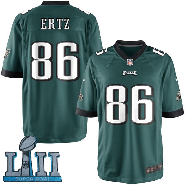 Youth Nike Philadelphia Eagles #86 Zach Ertz Green 2018 Super Bowl LII Game Jersey