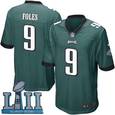 Youth Nike Philadelphia Eagles #9 Nick Foles Green 2018 Super Bowl LII Game Jersey