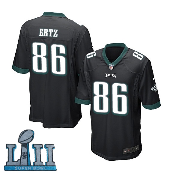 Youth Nike Philadelphia Eagles #86 Zach Ertz Black 2018 Super Bowl LII Game Jersey