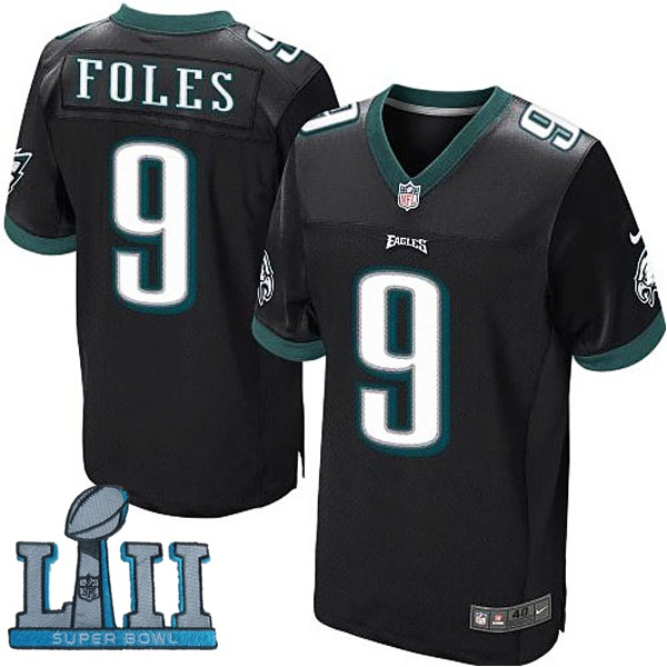 Nike Philadelphia Eagles #9 Nick Foles Black 2018 Super Bowl LII Elite Jersey