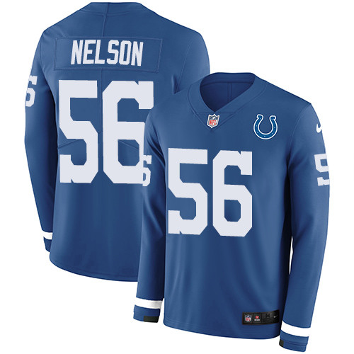 Nike Colts #56 Quenton Nelson Royal Blue Team Color Men's Stitched NFL Limited Therma Long Sleeve Jersey