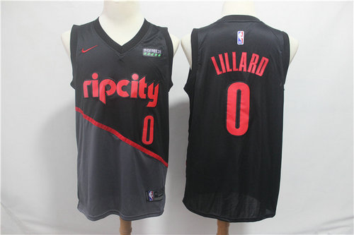 Men's Portland Trail Blazers 0 Damian Lillard Nike Black 2019 Swingman City Edition Jersey