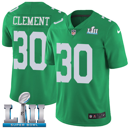 Men's Nike Eagles #30 Corey Clement Green Super Bowl LII Stitched NFL Limited Rush Jersey