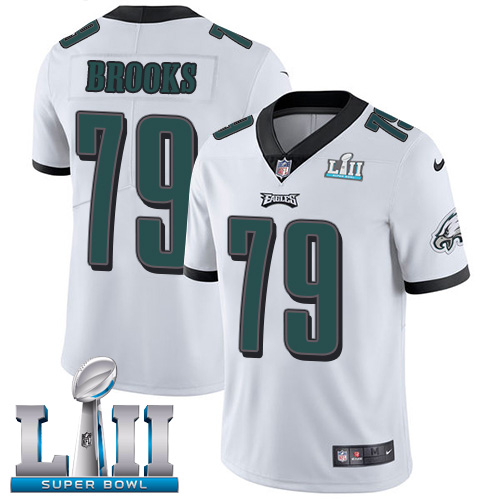 Men's Nike Eagles #79 Brandon Brooks White Super Bowl LII Stitched NFL Vapor Untouchable Limited Jersey