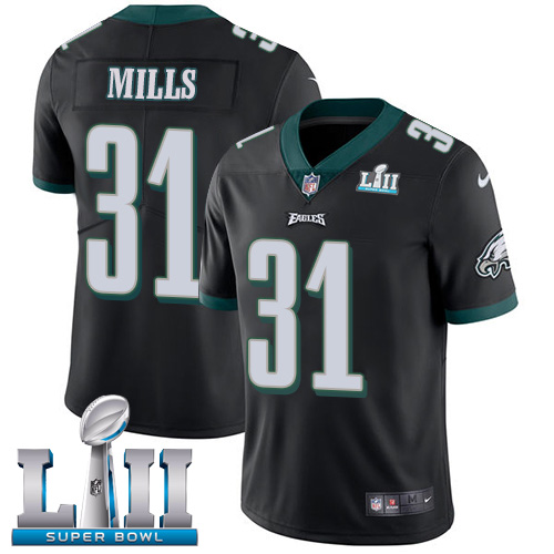 Men's Nike Eagles #31 Jalen Mills Black Alternate Super Bowl LII Stitched NFL Vapor Untouchable Limited Jersey