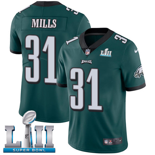 Men's Nike Eagles #31 Jalen Mills Midnight Green Team Color Super Bowl LII Stitched NFL Vapor Untouchable Limited Jersey