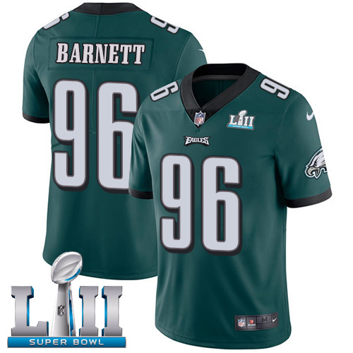 Men's Nike Eagles #96 Derek Barnett Midnight Green Team Color Super Bowl LII Stitched NFL Vapor Untouchable Limited Jersey