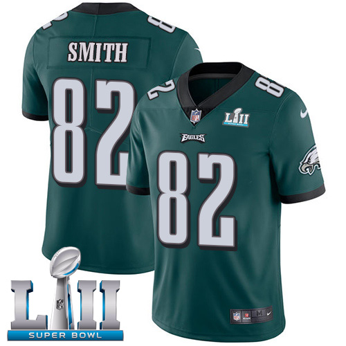 Men's Nike Eagles #82 Torrey Smith Midnight Green Team Color Super Bowl LII Stitched NFL Vapor Untouchable Limited Jersey