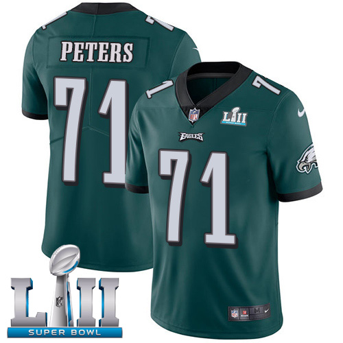 Men's Nike Eagles #71 Jason Peters Midnight Green Team Color Super Bowl LII Stitched NFL Vapor Untouchable Limited Jersey