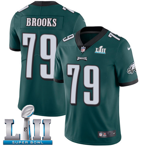 Men's Nike Eagles #79 Brandon Brooks Midnight Green Team Color Super Bowl LII Stitched NFL Vapor Untouchable Limited Jersey