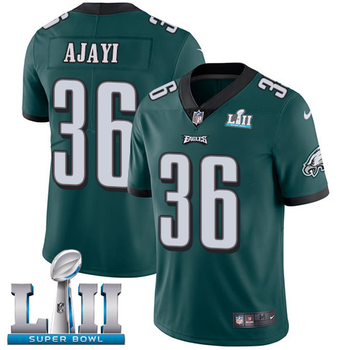 Men's Nike Eagles #36 Jay Ajayi Midnight Green Team Color Super Bowl LII Stitched NFL Vapor Untouchable Limited Jersey