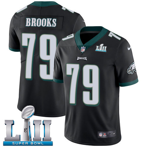 Men's Nike Eagles #79 Brandon Brooks Black Alternate Super Bowl LII Stitched NFL Vapor Untouchable Limited Jersey