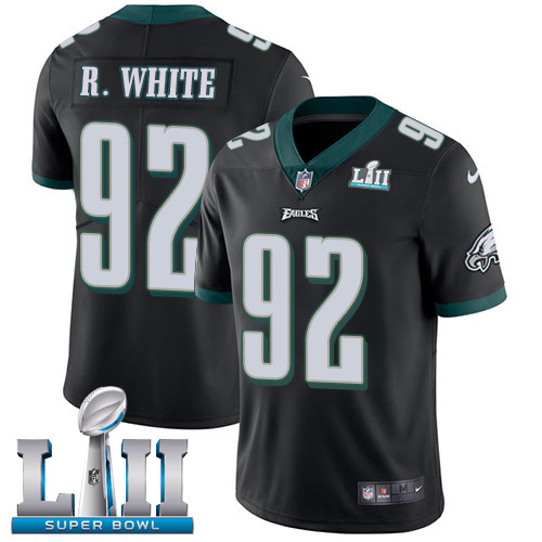 Men's Nike Eagles #92 Reggie White Black Alternate Super Bowl LII Stitched NFL Vapor Untouchable Limited Jersey