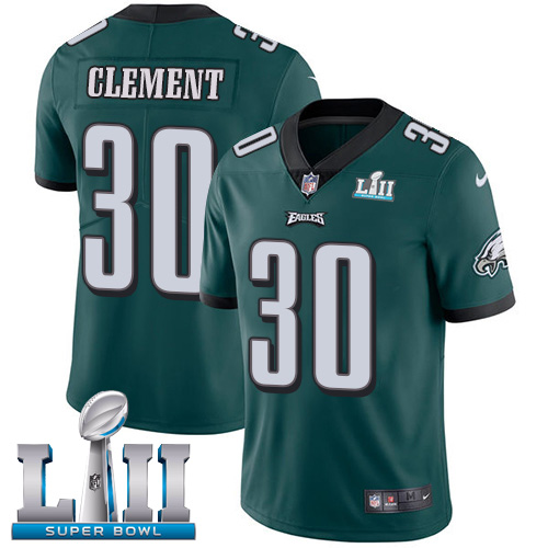 Men's Nike Eagles #30 Corey Clement Midnight Green Team Color Super Bowl LII Stitched NFL Vapor Untouchable Limited Jersey