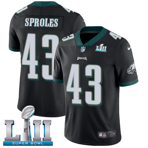 Men's Nike Eagles #43 Darren Sproles Black Alternate Super Bowl LII Stitched NFL Vapor Untouchable Limited Jersey