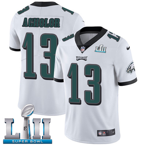 Men's Nike Eagles #13 Nelson Agholor White Super Bowl LII Stitched NFL Vapor Untouchable Limited Jersey