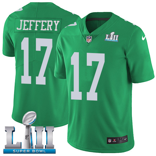 Men's Nike Eagles #17 Alshon Jeffery Green Super Bowl LII Stitched NFL Limited Rush Jersey