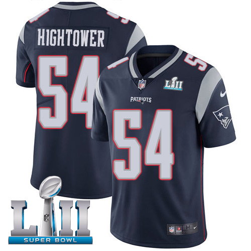 Men's Nike Patriots #54 Dont'a Hightower Navy Blue Team Color Super Bowl LII Stitched NFL Vapor Untouchable Limited Jersey