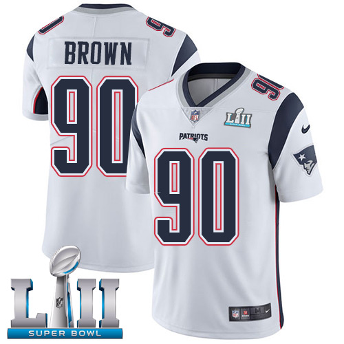 Men's Nike Patriots #90 Malcom Brown White Super Bowl LII Stitched NFL Vapor Untouchable Limited Jersey