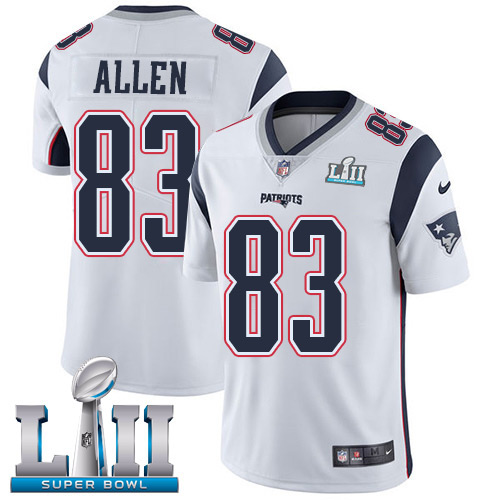 Men's Nike Patriots #83 Dwayne Allen White Super Bowl LII Stitched NFL Vapor Untouchable Limited Jersey