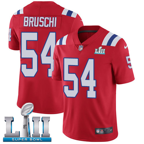 Men's Nike Patriots #54 Tedy Bruschi Red Alternate Super Bowl LII Stitched NFL Vapor Untouchable Limited Jersey