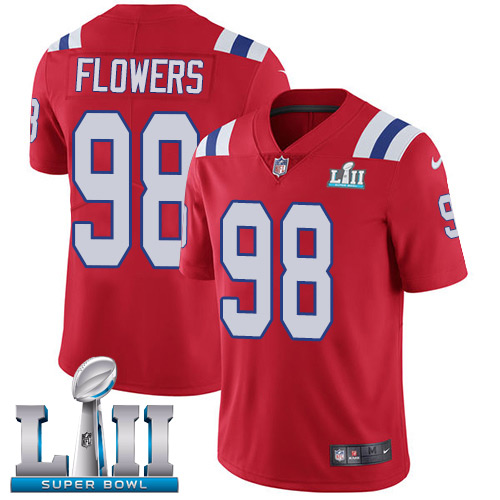 Men's Nike Patriots #98 Trey Flowers Red Alternate Super Bowl LII Stitched NFL Vapor Untouchable Limited jerseys