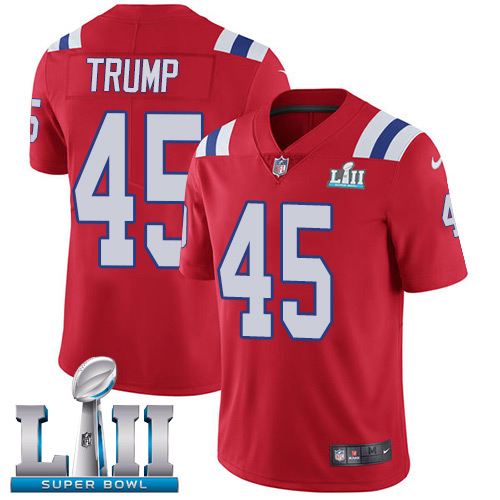 Men's Nike Patriots #45 Donald Trump Red Alternate Super Bowl LII Stitched NFL Vapor Untouchable Limited Jersey