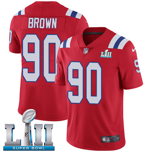 Men's Nike Patriots #90 Malcom Brown Red Alternate Super Bowl LII Stitched NFL Vapor Untouchable Limited Jersey