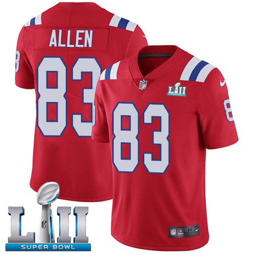 Men's Nike Patriots #83 Dwayne Allen Red Alternate Super Bowl LII Stitched NFL Vapor Untouchable Limited Jersey