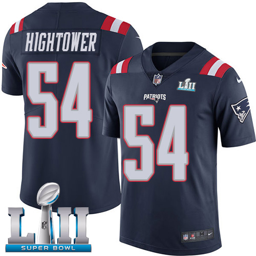 Men's Nike Patriots #54 Dont'a Hightower Navy Blue Super Bowl LII Stitched NFL Limited Rush Jersey