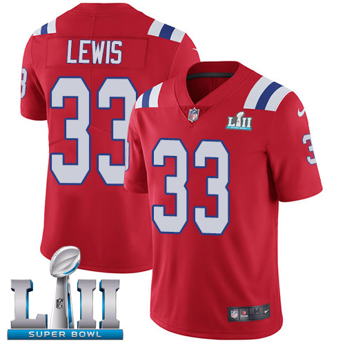 Men's Nike Patriots #33 Dion Lewis Red Alternate Super Bowl LII Stitched NFL Vapor Untouchable Limited Jersey