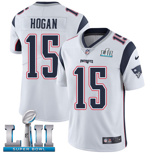 Men's Nike Patriots #15 Chris Hogan White Super Bowl LII Stitched NFL Vapor Untouchable Limited Jersey